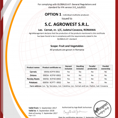 Certificări Global Gap